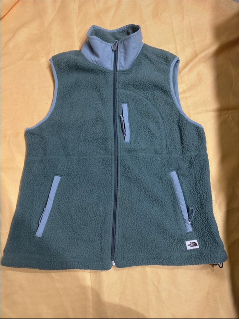 The North Face womens Fleece Vest with Light Blue Trim